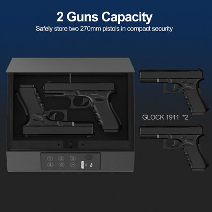 NIANPU Gun Safe for Handgun,Biometric Gun Safe for Pistols,Quick-Access Firearm Safety Fingerprint/Key Pad/Key Gun Lock Box for Home Bedside Nightstand Car