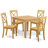 East West Furniture OXBO5-OAK-W Oxford 5 Piece Set for 4 Includes a Square Kitchen Table and 4 Dining Room Chairs, 36x36 Inch East West Furniture