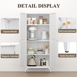FATIGOS Metal Pantry Storage Cabinet, Kitchen Pantry Cabinets with 2 Doors and Adjustable Shelves, 65" White Metal Pantry Cabinet, Steel Locker for Kitchen, Living Room, Dining Room FATIGOS