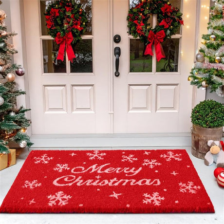 MaxMat Merry Christmas Door Mat – Coir Front Door Mat for Outdoor Entrance, Holiday Welcome Mat, Durable Non-Slip Christmas Outdoor Mat (17" x 30")` MaxMat