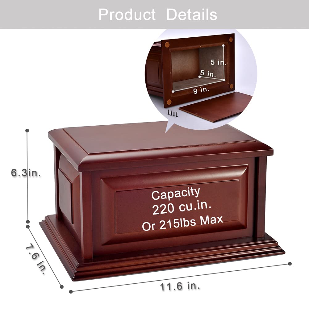 Wood Urn, Professional Wooden Urns for Human Ashes Adult,Burial-Cremation Urns (MDF) - WoodArtSupply