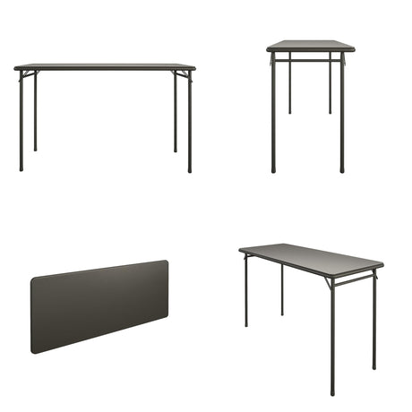COSCO 20" x 48" Vinyl Top Folding Table, Black Cosco