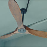 Solid Wood Ceiling Fan Without Light, 52 inch Walnut Ceiling Fan with 3 Wood Blades 6 Speeds Smart Timing Reversible DC Motor, Modern Ceiling Fan for Indoor Outdoor Farmhouse/Patios - Dark Walnut… Zronon