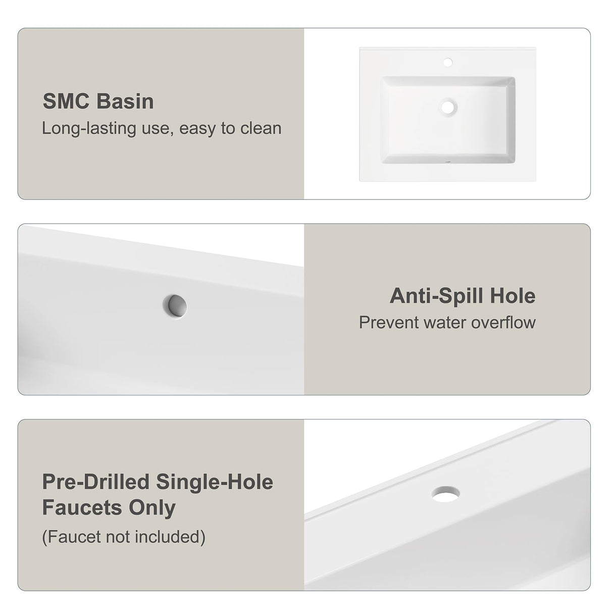 DELUXE LIVING 24 Inch Bathroom Vanity with Sink, Farmhouse Storage Cabinet with Drawers & Open Storage Shelf, Easy Assembly, Adjustable Feet, Walnut DELUXE LIVING