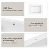 DELUXE LIVING 24 Inch Bathroom Vanity with Sink, Farmhouse Storage Cabinet with Drawers & Open Storage Shelf, Easy Assembly, Adjustable Feet, Walnut DELUXE LIVING