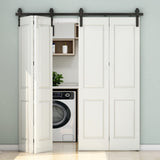 CCJH 5FT/60'' Bi-Folding Barn Door Hardware Sliding Track kit Heavy Duty for 4 Doors(No Wood Door，Hardwware Only) CCJH