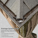 12' x 16' Hardtop Gazebo Outdoor Aluminum Gazebos Grill with Galvanized Steel Double Canopy for Patios Deck Backyard,Curtains&Netting by domi outdoor living Brown domi outdoor living