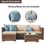 Patiorama 5 Piece Outdoor Patio Furniture Set, Outdoor Sectional Conversation Set, All-Weather Brown PE Wicker w/Beige Cushions, Outdoor Backyard Porch Garden Poolside Balcony Furniture Set Patiorama