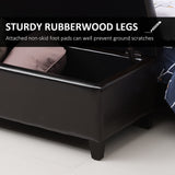 HOMCOM 51" Ottoman Storage Bench, Faux Leather Storage Chest with Lift Top, Tufted Ottoman for Living Room, Entryway, Dark Brown HOMCOM