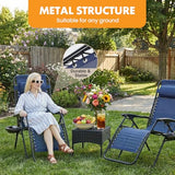 NEWBULIG Zero Gravity Chair Set of 2, Lounge Chair Folding Portable Adjustable Camping Reclining Chairs with Adjustable Pollow, Mesh Back, Cup Holder Trays Lawn Patio Chair for Pool Beach
