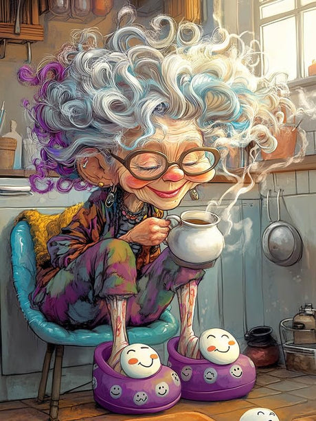 Bimkole 5D Diamond Art Kits for Adults Cartoon, Full Drill DIY Rhinestone Embroidery Set Paint with Diamonds Art Grandma by Number Kits Cross Stitch Home Wall Craft Decor 12x16 Inch Bimkole