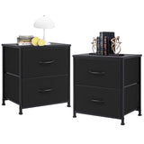 Night Stand Set of 2, Wide NightStands with 2 Drawers, Mid Century Small Nightstand with Adjustable Feets, Portable Bedside Table Set for Living Room, Entryway, Bed Room, Black (2PCS) WoodArtSupply