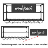AKOGG Modern Wine Rack Wall Mounted with Glass Holder,Metal Liquor Shelf, Floating Bar Shelves,Liquor Bottle Display Shelf,Hanging Large Capacity Wine Storage Racks for Home Kitchen Dining Room AKOGG