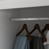 MOUMON 4 Door Wardrobe Closet with Drawers & Shelves, Armoire Closet with Hanging Rod, Wardrobe Cabinet with Gold Metal Handles, Top Cube Storage, White (63”W x 20.6”D x 93.9”H) MOUMON