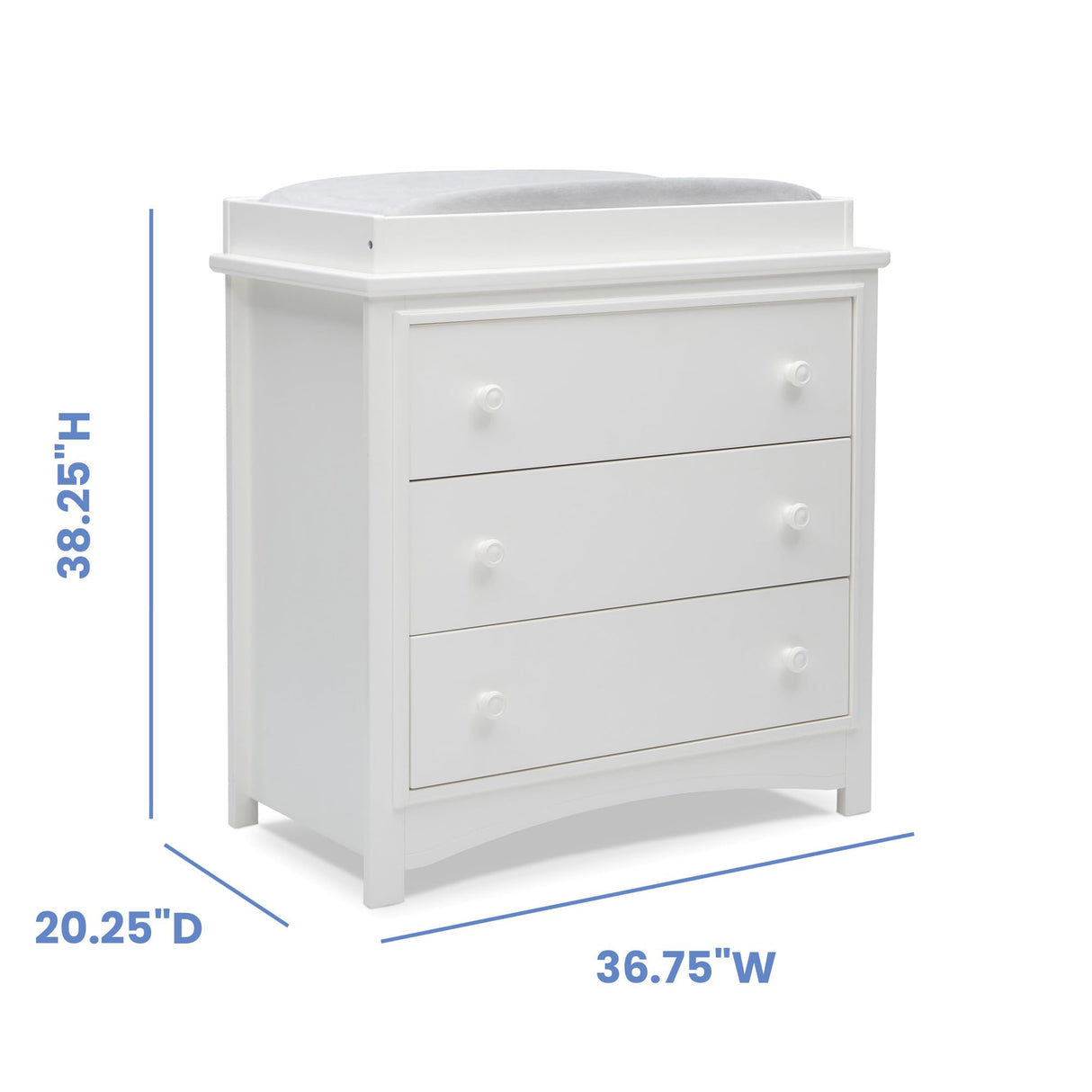 Delta Children Perry 3 Drawer Dresser with Changing Top and Interlocking Drawers, Bianca White Delta Children