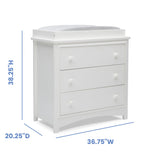 Delta Children Perry 3 Drawer Dresser with Changing Top and Interlocking Drawers, Bianca White Delta Children