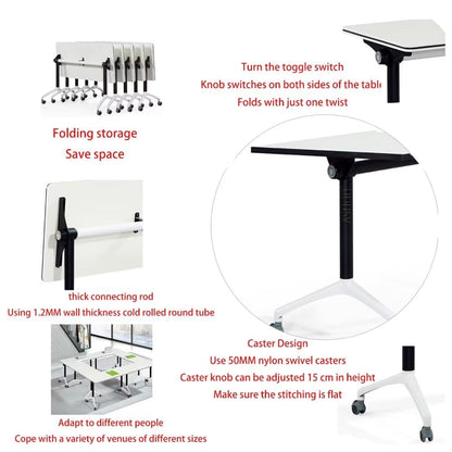 Conference Table,Modern Office Folding Flip Top Mobile Training Table The Table with Wheels is Convenient and Fast,Suitable for Office,Meeting Room,classr White,1pack(47.2×23.6×29.5in) - WoodArtSupply