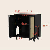 DAWNSPACES Large Cat Litter Box Enclosure, 2 in 1 Hidden Cat Washroom Furniture with Sisal Covered Doors, 2 Layers Wooden Cat Cabinet with Adjustable Shelf, Side Table TV Stand for Living Room, Black DAWNSPACES