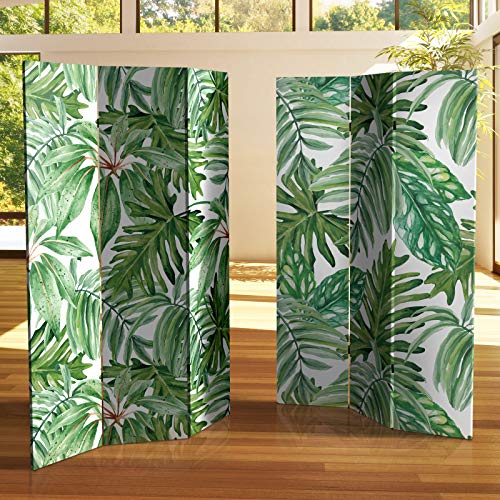 Red Lantern 6 ft. Tall Double Sided Palm Leaves Canvas Room Divider Red Lantern