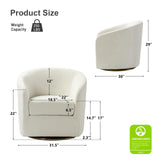 HULALA Home Swivel Accent Chair with Gold Metal Base, Contemporary Velvet Curved Swivel Barrel Chair, Upholstered Club Armchair, Leisure Single Sofa for Living Room, Nursery, Bedroom(Ivory) HULALA HOME