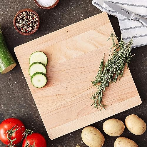 John Boos Chop-N-Slice Maple Wood Cutting Board for Kitchen Prep, 1" Thick, Small, Edge Grain, Square Charcuterie Boos Block, 10" x 10", Reversible John Boos
