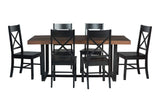 Walker Edison Barnes 7-Piece Rustic Metal and Wood Dining Table with X-Back Chairs, Set of 7, Mahogany/Black Walker Edison