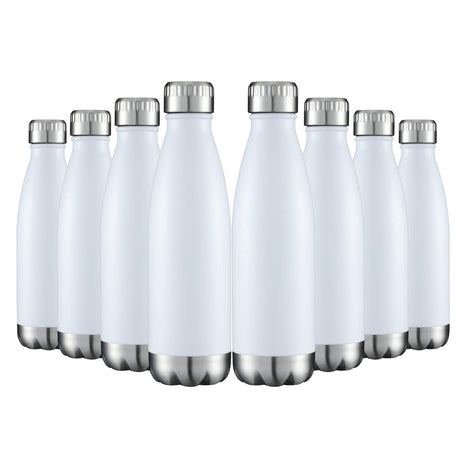 HASLE OUTFITTERS 17oz Stainless Steel Water Bottles Bulk, Vacuum Insulated Water Bottles Double Walled Powder Coated Reusable Metal Sports Water Bottles Keep Drinks Hot and Cold, White, 8Packs HASLE OUTFITTERS
