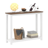 FOLUBAN Farmhouse Console Table for Entryway, Rustic Narrow Sofa Table for Living Room, Hallway, Entrance, 40 Inch, Vintage White & Walnut FOLUBAN