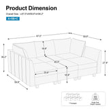 Belffin Modular Sectional Sofa Sleeper Couch with Storage Velvet Sectional Sofa Bed, 6 Seats, Black Belffin