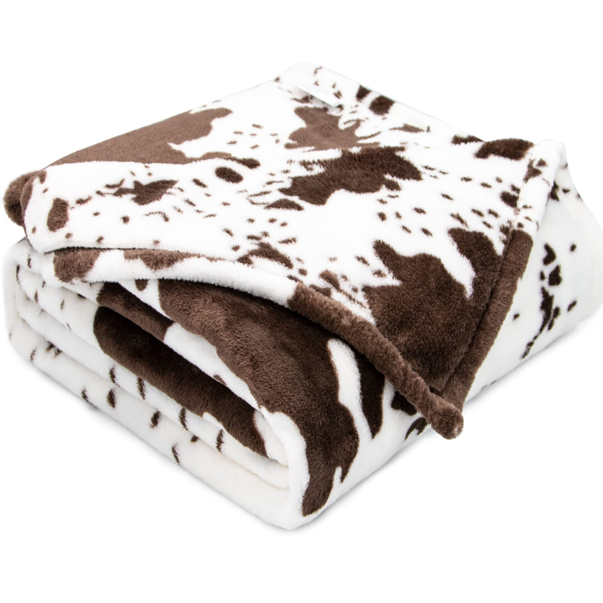 Cow Print Blanket Brown & White - Gifts for Cow Lovers Adults Girls Boys - Soft Plush Lightweight Warm Fleece Throw Blanket for All Seasons Cozy Farmhouse Decor for Bed, Couch, Travel(50"x60") GEULAY