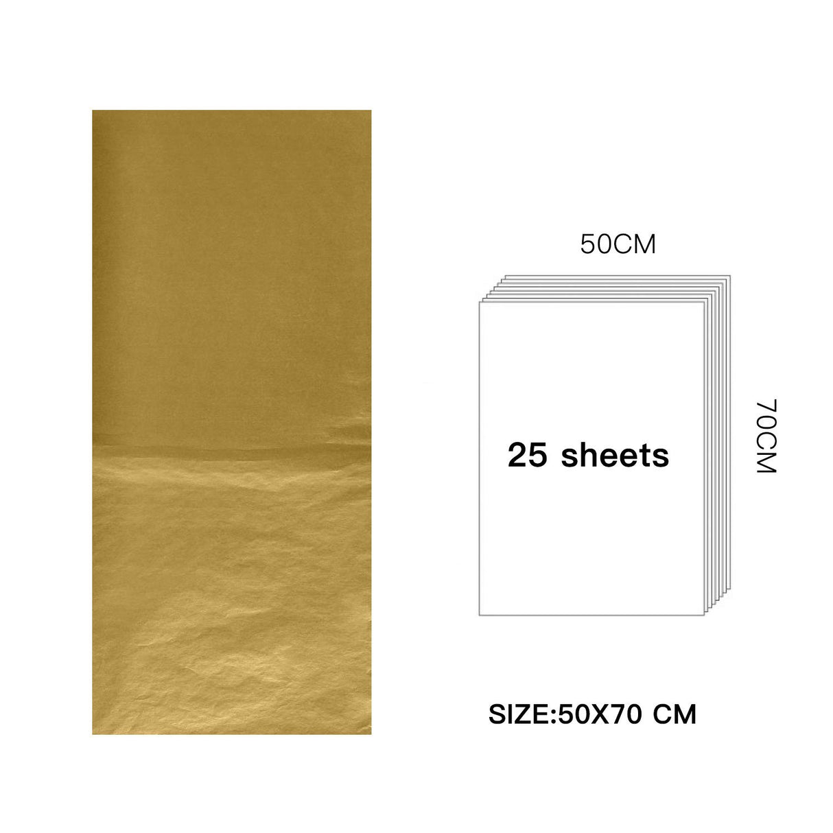 RUSPEPA Gift Wrapping Tissue Paper - Metallic Gold Tissue Paper for DIY Crafts,Pack Bags - 19.5 x 27.5 inches -25 Sheets RUSPEPA