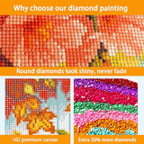 USZDL Sunset Landscape Diamond Art Kits for Adults,Wave Heart 5D Diamond Painting Kits for Beginners,Diamond Dots Round Full Drill Paint with Diamonds Pictures DIY Gem Art Painting Craft Kits 12x16in USZDL