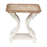 PARISLOFT Walnut Wood Coffee Table,French Country Inspired Nightstands,Natural Wood Tray Top End Table for Living Room,Farmhouse Style PARISLOFT