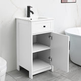 ALBAD 16-Inch Modern Bathroom Vanity with Sink, Small Bathroom Vanity Set with Storage, Freestanding Compact Space Bathroom Cabinet, Single Sink Cabinet with Adjustable Shelf (White) ALBAD
