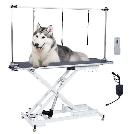 48" Electric Dog Grooming Table, Height Adjustable 9" to 40", Heavy Duty Pet Grooming Table with Tool Organizer, Large Dog Grooming Station for Pets Bathing Drying, Capacity Up to 330Lb Hipicute