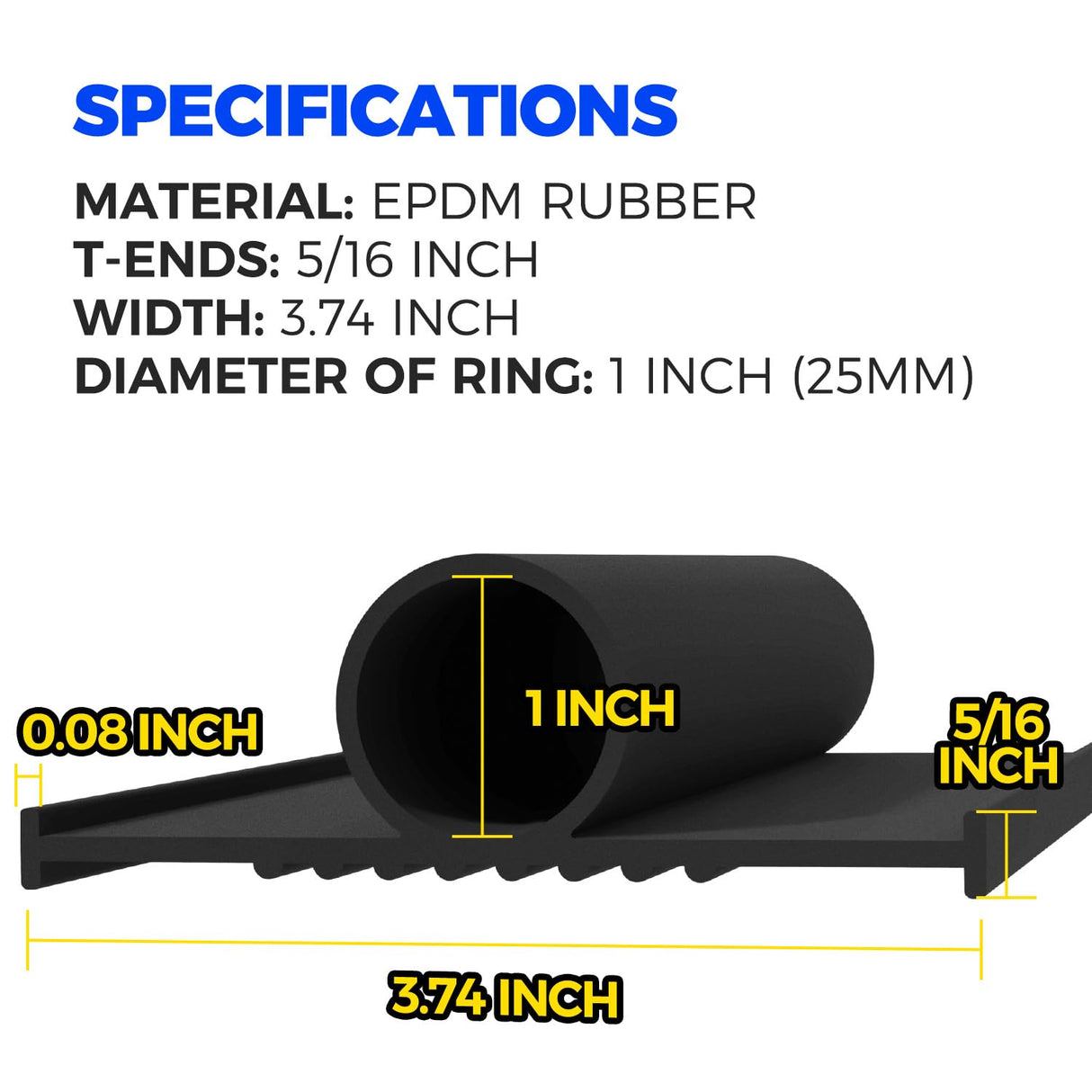 Holikme Garage Door Seals Bottom Rubber,Flexible Garage Door Seal, Garage Door Weather Stripping Kit Seal Strip Replacement, 5/16 Inch T-End, 4 1/8 Inch Width (22Ft, Black) Holikme