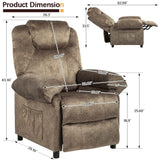 KCREAM Massage Recliner Chair with Heat,Overstuffed Fabric Recliner Chairs with Heating,Small Recliner for Living Room Bedroom, Manual Reclining Single Sofa Recliners Lounge Chair for Adult,Brown KCREAM