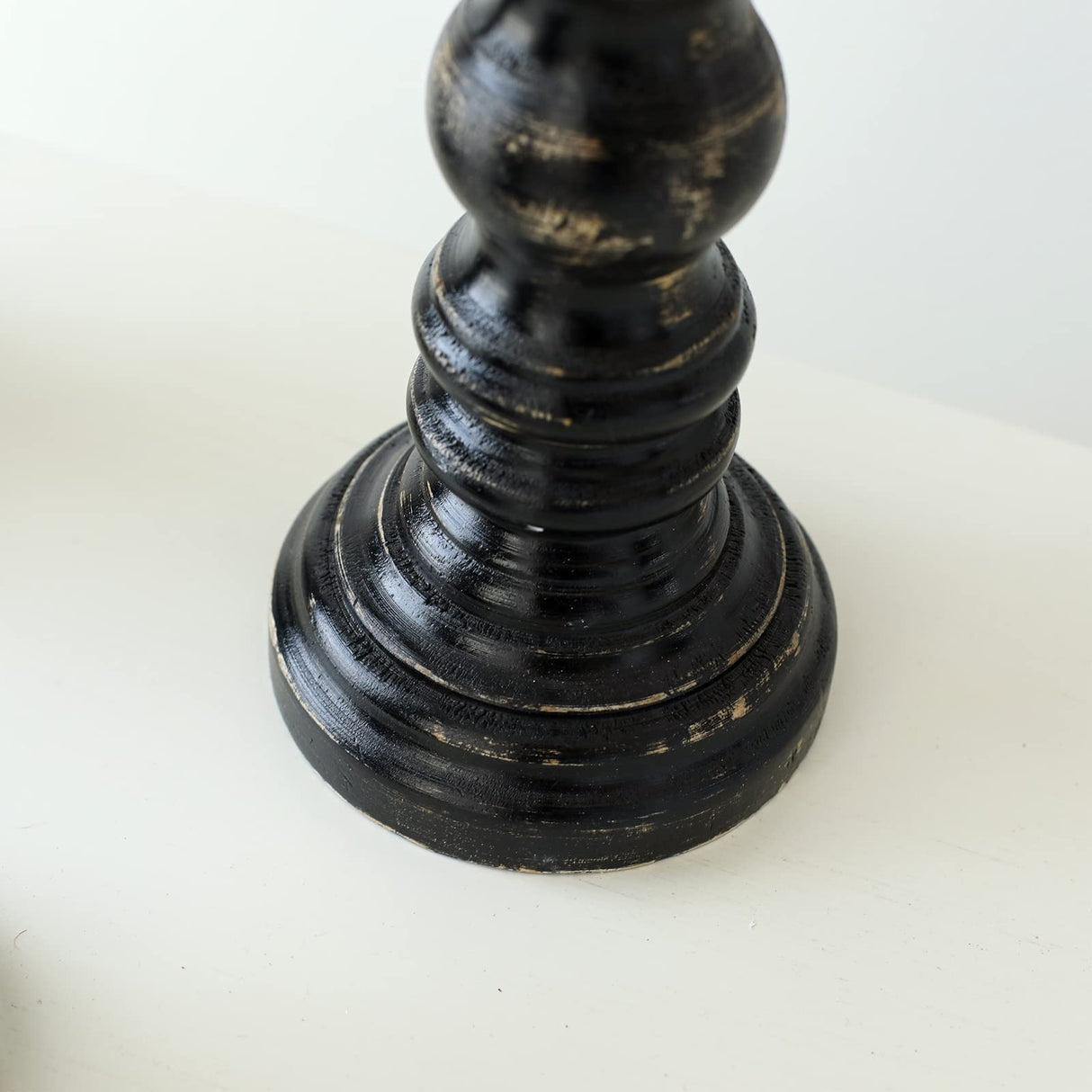 SwallowLiving Rustic Farmhouse Wood Pillar Candle Holder Set of 3 for Candlestick, Black SwallowLiving