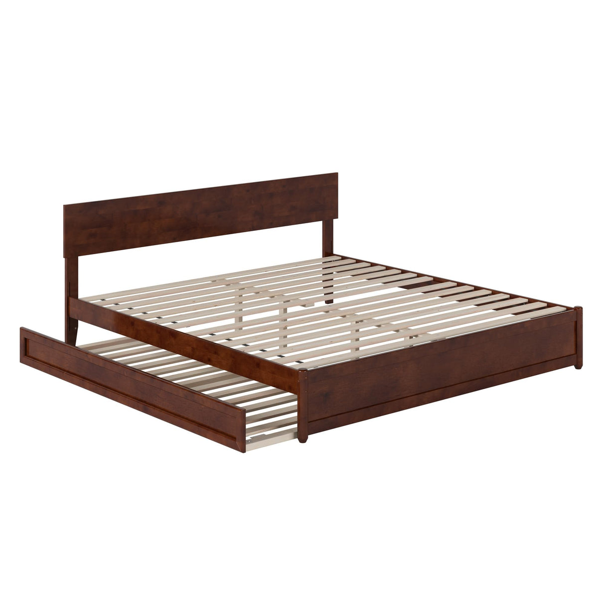 AFI, Wesley King Platform Bed with Panel Footboard & Twin XL Trundle, Walnut AFI