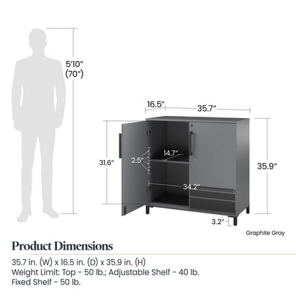 SystemBuild Evolution Shelby Garage Base Cabinet 2 Door, Graphite - WoodArtSupply