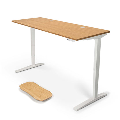 Uplift Desk Bamboo (72 x 30 inch) Standing Desk 2-Leg V2 Adjustable Stand Up C-Frame (White), Advanced Keypad, Wire Grommets, Wire Tray, Rocker Board - WoodArtSupply