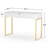 Tamworth Design Elegant Modern Desk, 2 Drawers, Gold Legs, 43.3x15.75 inches, Home Office, Makeup Vanity, Computer, Writing, Study, Entryway, Sofa Table Tamworth Design