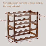 Homevany Bamboo Wine Rack,4 Tier, Wine Bottle Holder, Hold 16 Bottles for Home Kitchen, Dinging Room, Pantry, Cabinet, Bar Homevany