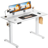 Sweetcrispy Electric Standing Desk Adjustable Height, 48x24 Inch Sit Stand Up Home Office Desks Computer Workstation PC Work Table with 3 Memory Preset Splice Wood Board Metal Frame, White Sweetcrispy
