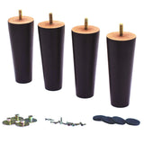 WEICHUAN Round Solid Wood Dark Walnut Finish Replacement Sofa Couch Chair Ottoman Loveseat Coffee Table Cabinet Furniture Wood Legs Wood Furniture Legs(6" Set of 4) WEICHUAN