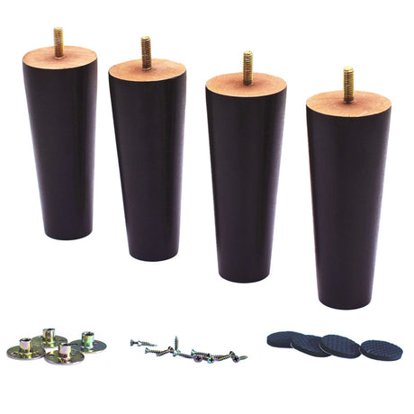 WEICHUAN Round Solid Wood Dark Walnut Finish Replacement Sofa Couch Chair Ottoman Loveseat Coffee Table Cabinet Furniture Wood Legs Wood Furniture Legs(6" Set of 4) WEICHUAN