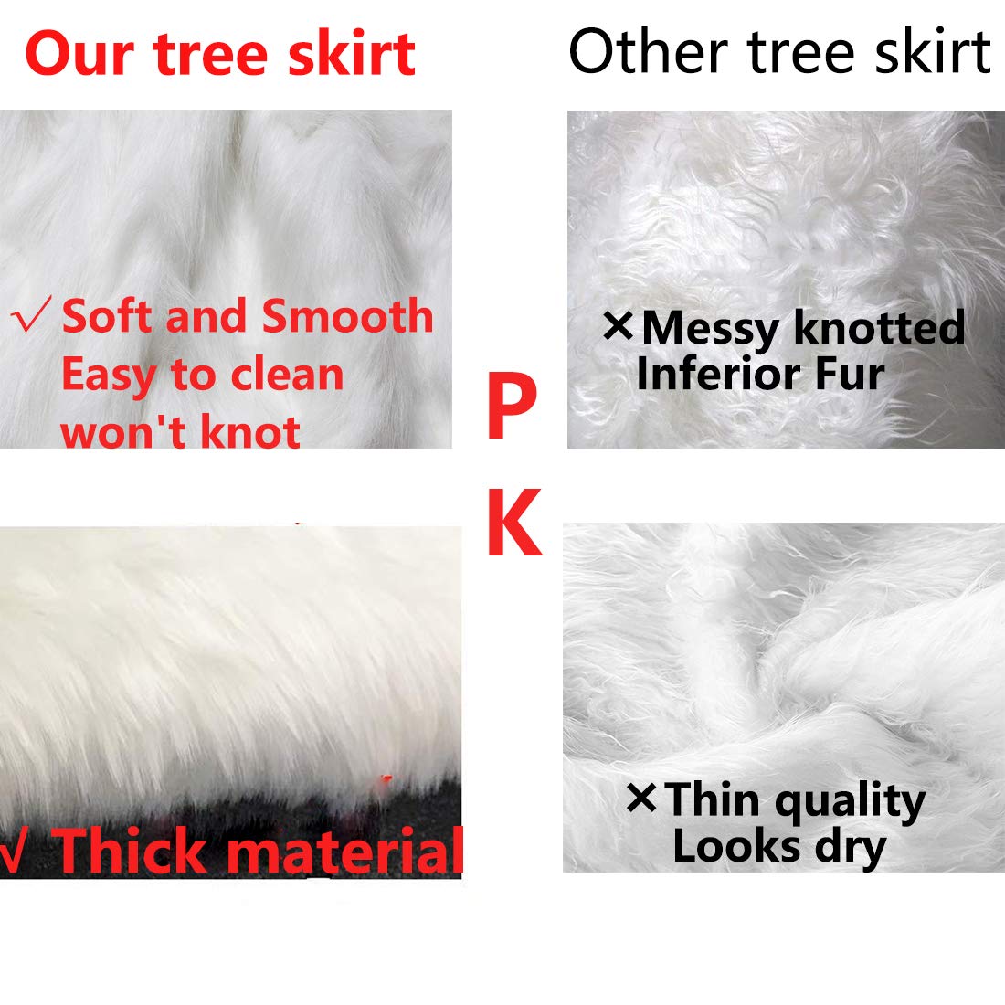 AISENO 48 Inch Christmas Tree Plush Skirt Decoration for Merry Christmas Party Faux Fur Christmas Tree Skirt Decorations AISENO