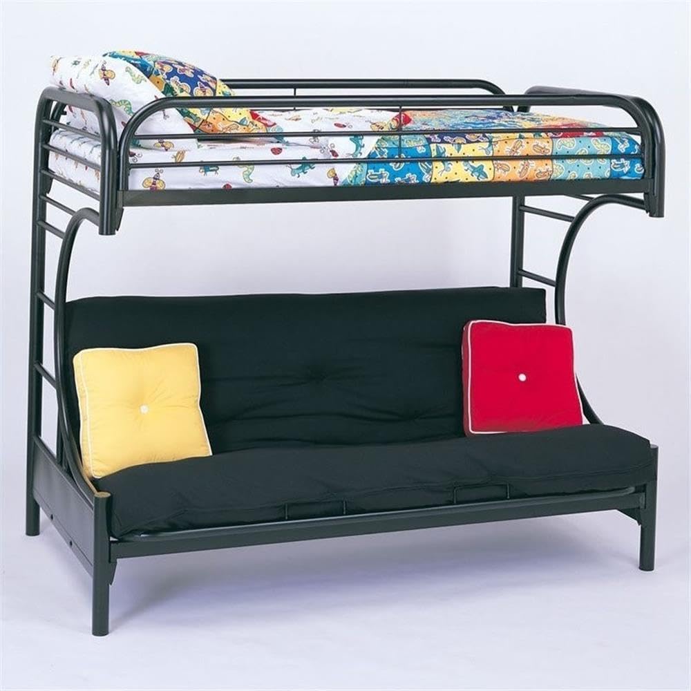 Rosebery Kids Metal Twin Over Futon Bunk Bed in Black Rosebery Kids
