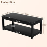 Homieasy Coffee Table with Storage Shelf, 43.3” Farmhouse Wood Coffee Tables for Living Room, Modern Center Tea Table, Black