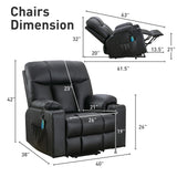 Bonzy Home 26" Extra Wide Lift Chair with Heat and Massage, Faux Leather Power Lift Recliner Massage Chair for Adults Elderly, Upholstered Recliner with 2 Cup Holders, Side Pocket Bonzy Home
